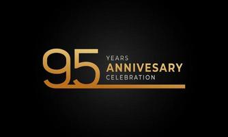 95-jarig jubileumviering logo met enkele regel gouden en zilveren kleur voor feestgebeurtenis, bruiloft, wenskaart en uitnodiging geïsoleerd op zwarte achtergrond vector
