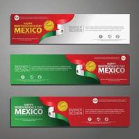 happy mexico onafhankelijkheidsdag banner en achtergrond set vector