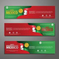 happy mexico onafhankelijkheidsdag banner en achtergrond set vector