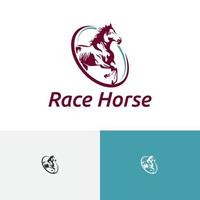 paarden ruiter paard ring gravure stijl vintage retro logo sjabloon vector