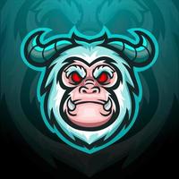 Yeti hoofd mascotte esport logo ontwerp vector