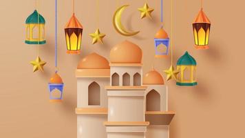 islamitische display podium decoratie achtergrond met islamitische sieraad. vector 3d illustratie