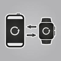 synchroniseer uw smartphone met smartwatch. eenvoudige geïsoleerde pictogrammen vector