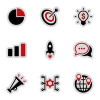 pictogrammen voor thema marketing, vector, pictogram, set. witte achtergrond vector