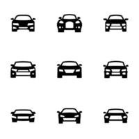 set van zwarte pictogrammen geïsoleerd op een witte achtergrond, op thema auto vector