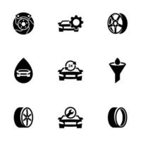 set van eenvoudige pictogrammen op een thema autoservice, vector, ontwerp, collectie, flat, teken, symbool, element, object, illustratie, geïsoleerd. witte achtergrond vector