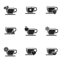 pictogrammen voor thema thee. witte achtergrond vector