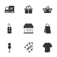 pictogrammen voor thema-shopping. witte achtergrond vector