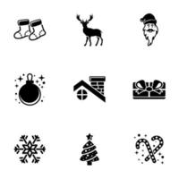 set van eenvoudige pictogrammen op een thema kerstmis, gelukkig nieuwjaar, winter, vector, ontwerp, collectie, flat, teken, symbool, element, object, illustratie, geïsoleerd. witte achtergrond vector
