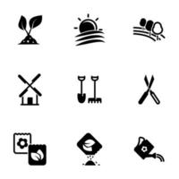 set van eenvoudige pictogrammen op een thematuin, tuin, landbouw, boerderij, vector, set. witte achtergrond vector