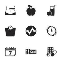 pictogrammen voor thema dieet. witte achtergrond vector