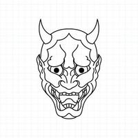 hand getekend japans oni demon masker kleurplaat, vector illustratie eps.10