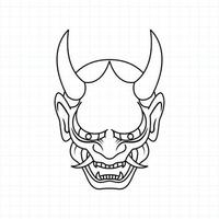 hand getekend japans oni demon masker kleurplaat, vector illustratie eps.10