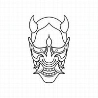 hand getekend japans oni demon masker kleurplaat, vector illustratie eps.10