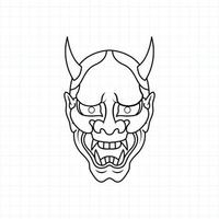 hand getekend japans oni demon masker kleurplaat, vector illustratie eps.10