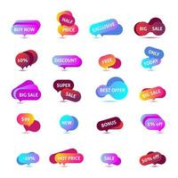 vectorstickers, prijskaartje, banner, etiket. couponverkoop, aanbiedingen en promoties vectorsjabloon. winkel prijskaartje, detailhandel, handel, bedrijf vector