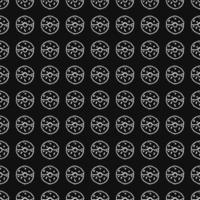 naadloos patroon met donuts. doodle vector met donuts pictogrammen op zwarte achtergrond.
