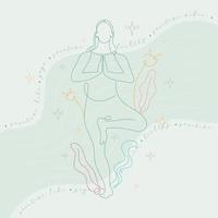 geïsoleerde abstracte schets van vrouw die yoga doet vector