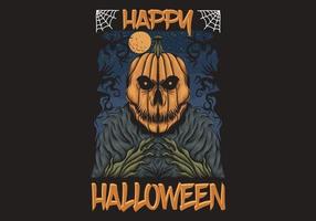 pompoen hoofd gelukkig halloween illustratie vector