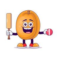perzik spelen cricket cartoon mascotte karakter vector