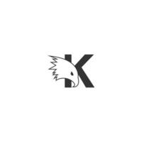 letter k logo pictogram met falcon hoofd ontwerp symbool sjabloon vector