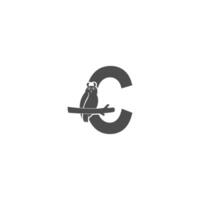 letter c logo pictogram met uil pictogram ontwerp vector