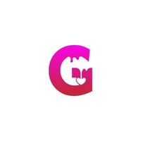 letter g logo icoon met smeltende liefde symbool ontwerpsjabloon vector