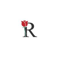 letter r logo icoon met roos ontwerp vector