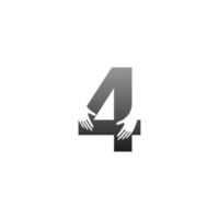 nummer 4 logo icoon met hand ontwerp symbool sjabloon vector