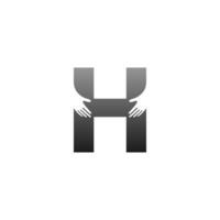 letter h logo icoon met hand ontwerp symbool sjabloon vector