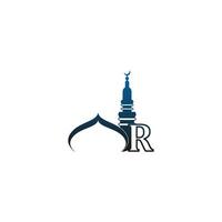 letter r logo icoon met moskee ontwerp illustratie vector