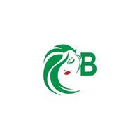 letter b met vrouw gezicht logo pictogram ontwerp vector