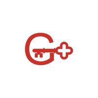letter g-logopictogram met sleutelpictogramontwerpsymboolsjabloon vector
