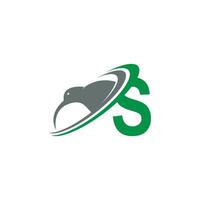 letter s met kiwi vogel logo pictogram ontwerp vector