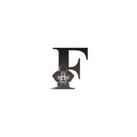 letter f logo icoon met zwarte orchidee ontwerp vector