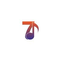 nummer 7 logo icoon met muzieknoot ontwerp symboolsjabloon vector