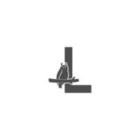 letter l logo icoon met uil pictogram ontwerp vector