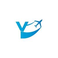letter y met vliegtuig logo pictogram ontwerp vectorillustratie vector