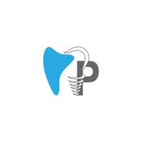 letter p logo icoon met tandheelkundige ontwerp illustratie vector