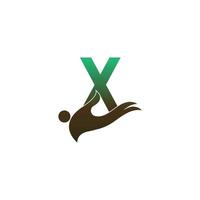 letter x logo icoon met mensen hand ontwerp symbool sjabloon vector