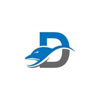 dolfijn met letter d logo pictogram ontwerp concept vector sjabloon