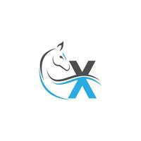 letter x pictogram logo met paard illustratie ontwerp vector