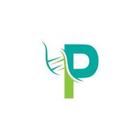 dna pictogram logo met letter p sjabloonontwerp vector