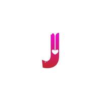 letter j logo icoon met smeltende liefde symbool ontwerpsjabloon vector