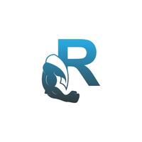 letter r logo icoon met spier arm ontwerp vector