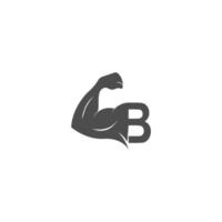 letter b logo icoon met spier arm ontwerp vector