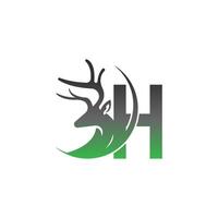 letter h pictogram logo met herten illustratie ontwerp vector