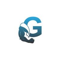 letter g logo icoon met spier arm ontwerp vector