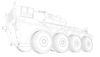 lijntekeningen van torpedojager tank vector