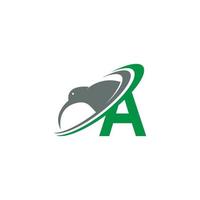 letter a met kiwi vogel logo pictogram ontwerp vector